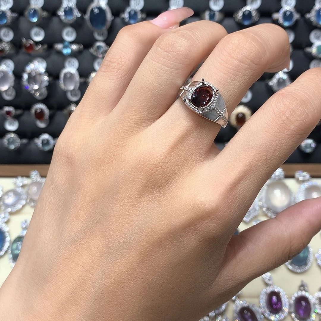 闻***嘟芙蓉石戒指银S925镶嵌