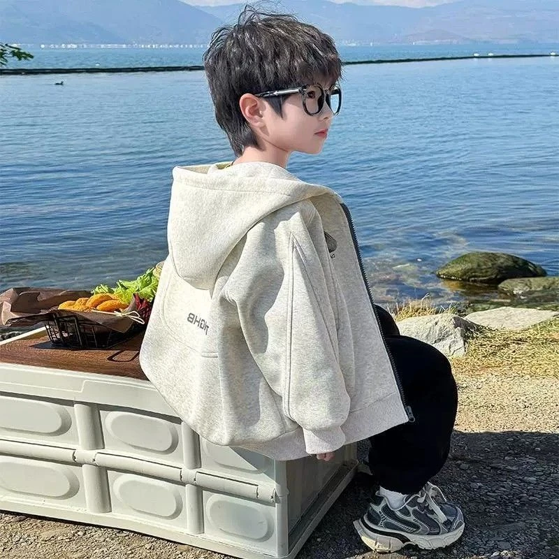 春秋款男童装连帽开衫卫衣休闲韩范儿童中大秋季运动宝宝帅气外套