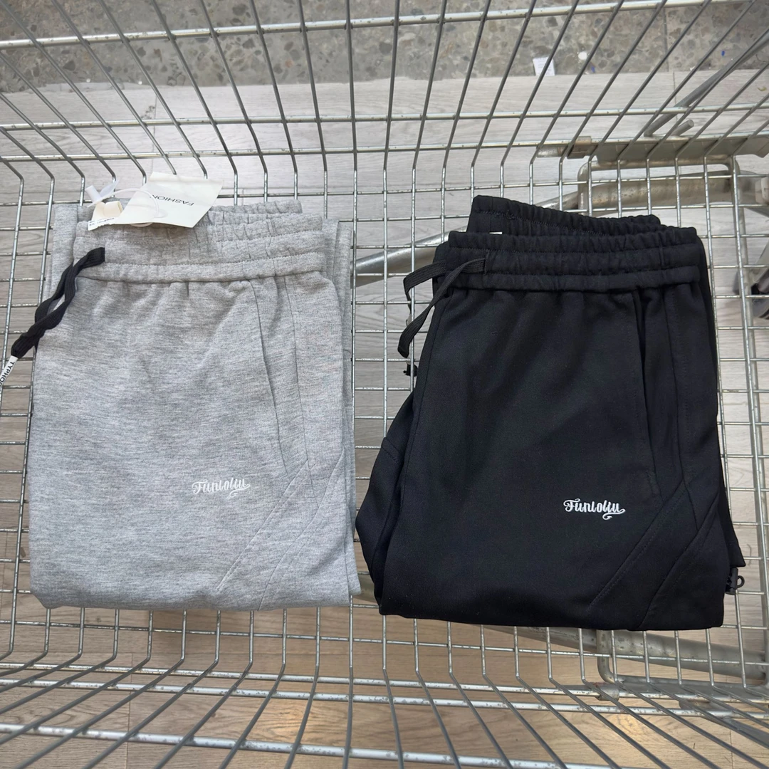 KONITIHA 美式情侣刺绣休闲垂感抗皱薄款卫裤直筒透气百搭裤K3629