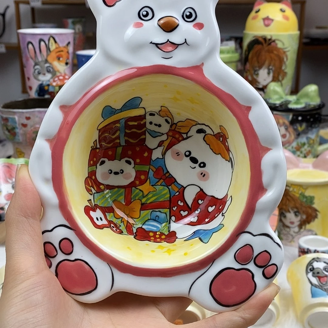 瓷片董董文创手绘陶瓷