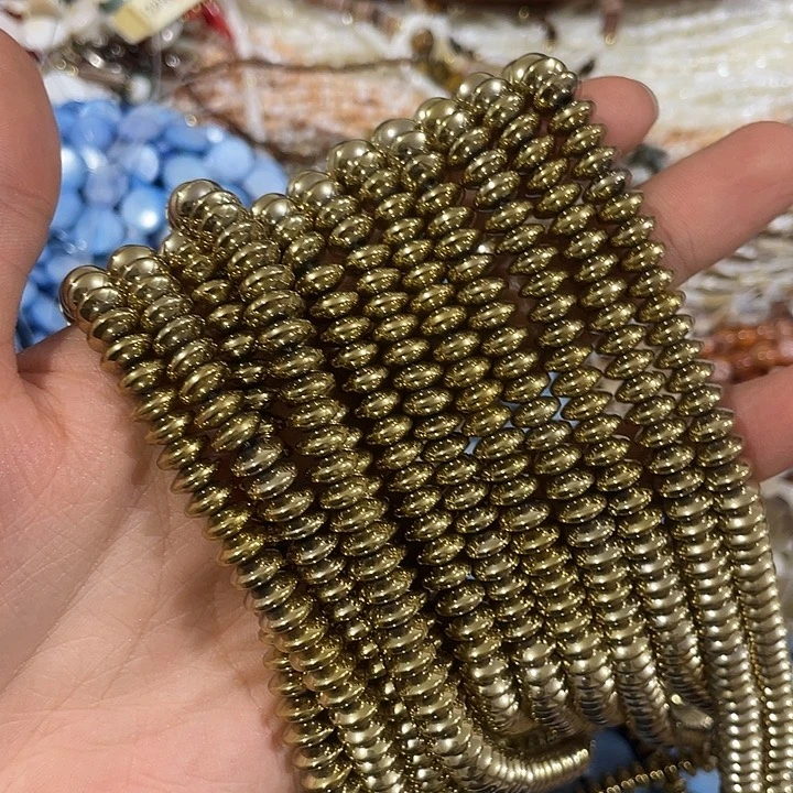 玛瑙/玉髓合金珠宝半成品2条8mm金色隔片