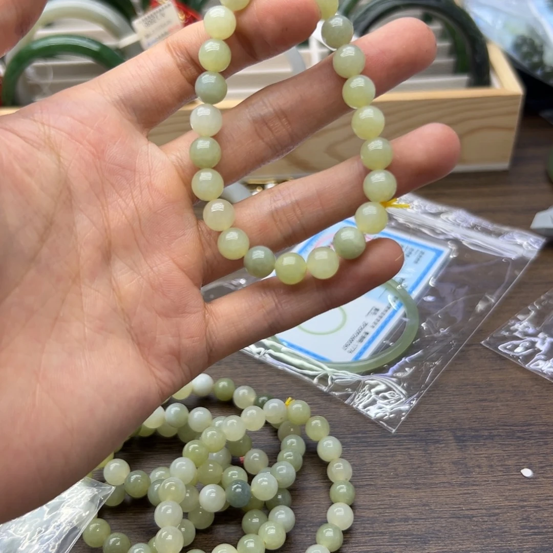 和田玉未镶嵌手链新疆瓷蓝黄口卡8