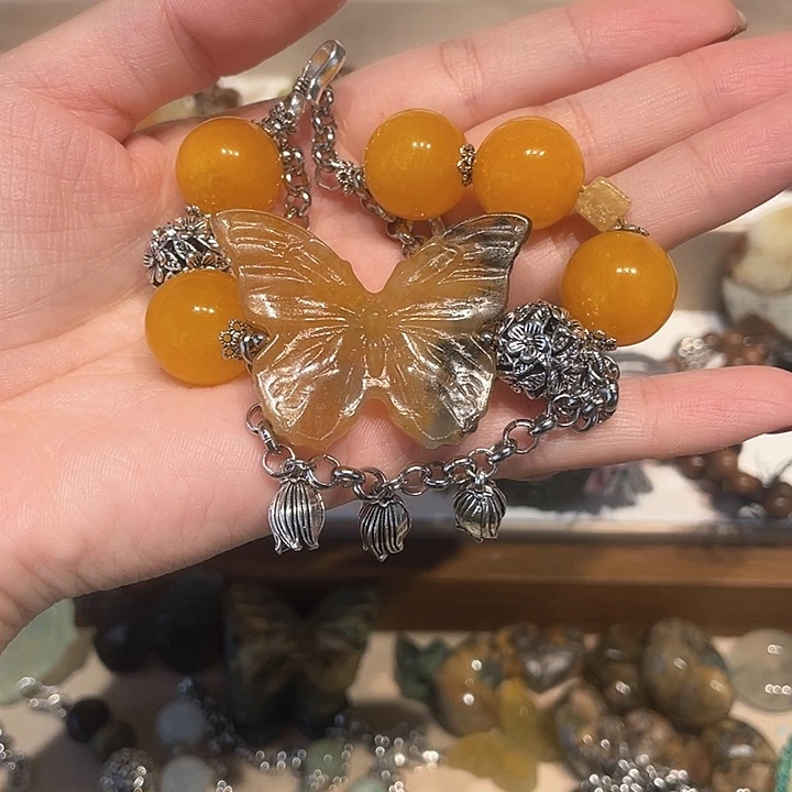 蛇纹石玉合金颈饰