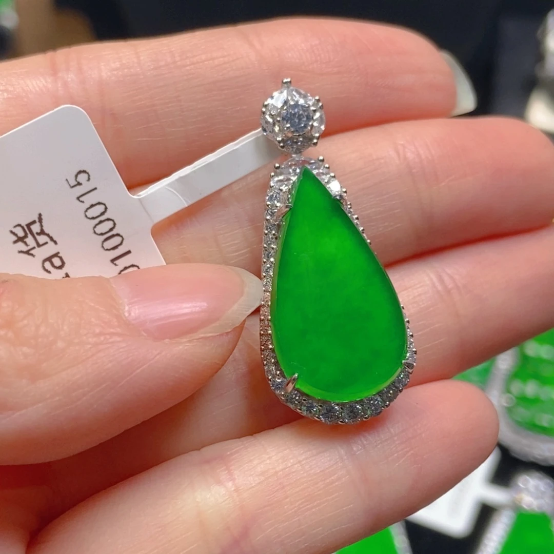 翡翠银S925镶嵌吊坠(不含链)