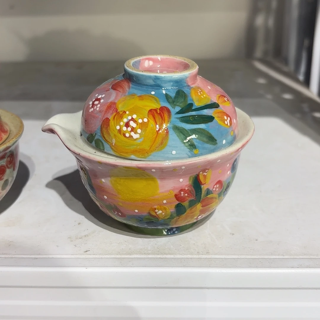 瓷片景德镇手绘高温釉下彩陶瓷茶具