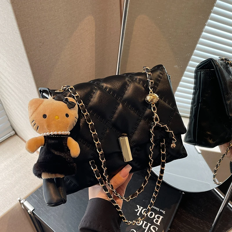 艾米兔女包2025新款小众拼色百搭复古链条菱格潮流洋气单肩斜挎包