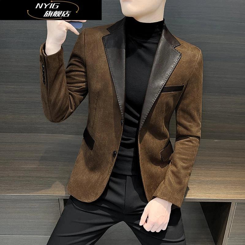 NYIG休闲西装外套男士秋款2025年新款高级感痞帅时尚百搭西服上衣