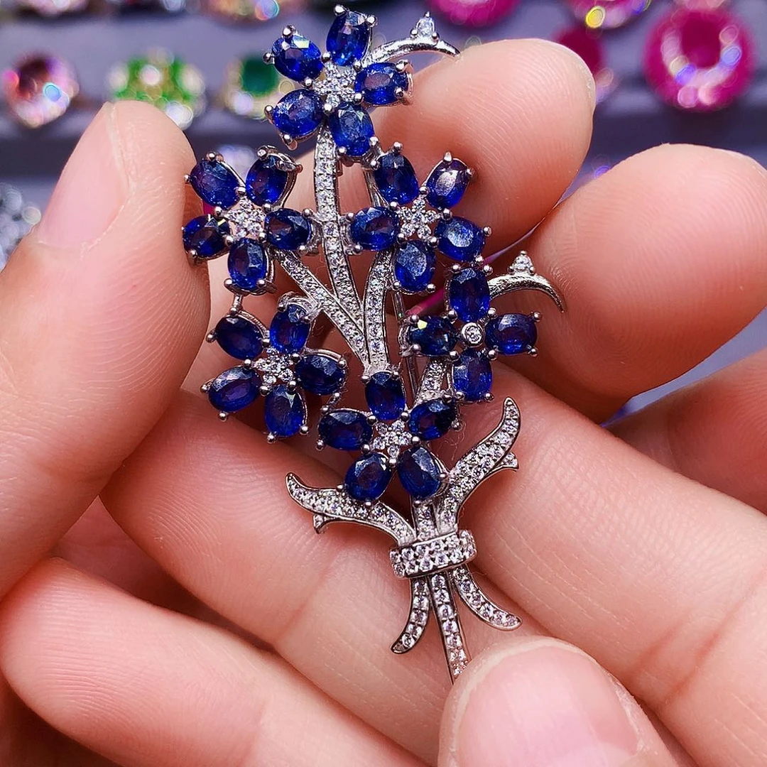 胸饰蓝宝石银S925镶嵌Y****杜