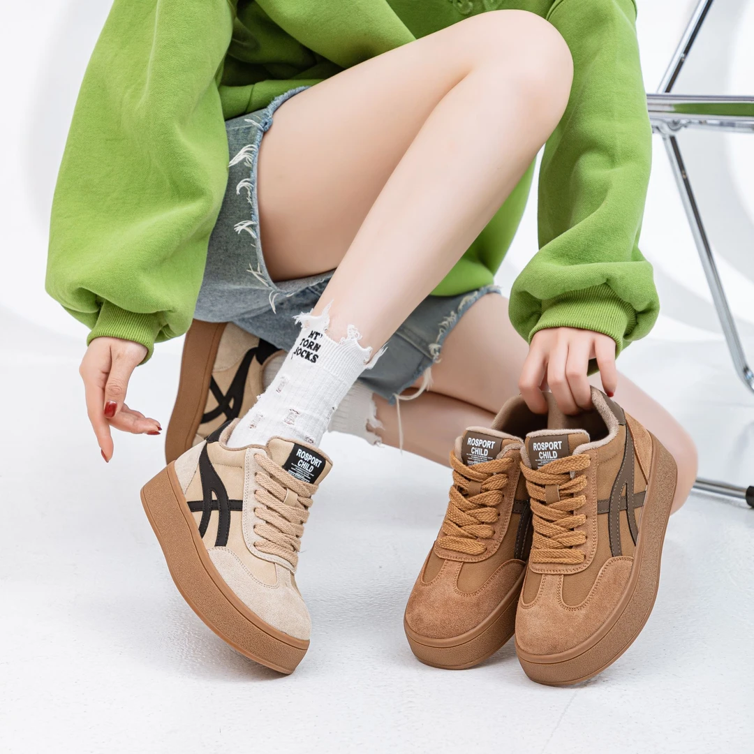 23921-1大码真皮德训鞋时尚百搭休闲鞋ins复古运动鞋平底圆头翻毛