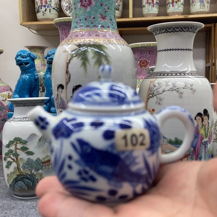 瓷片景德镇瓷器青花茶壶