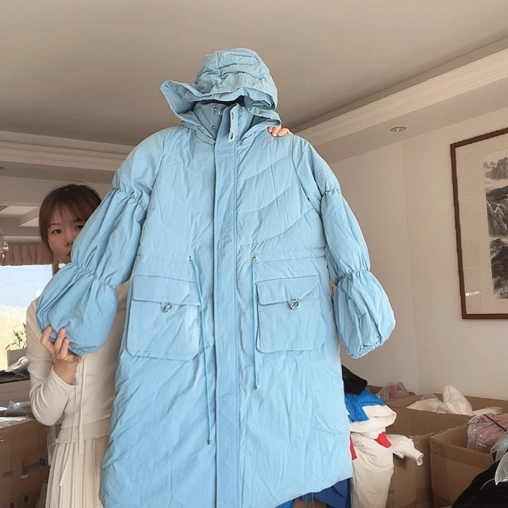 14 M 蓝色长款羽绒服 穿到140