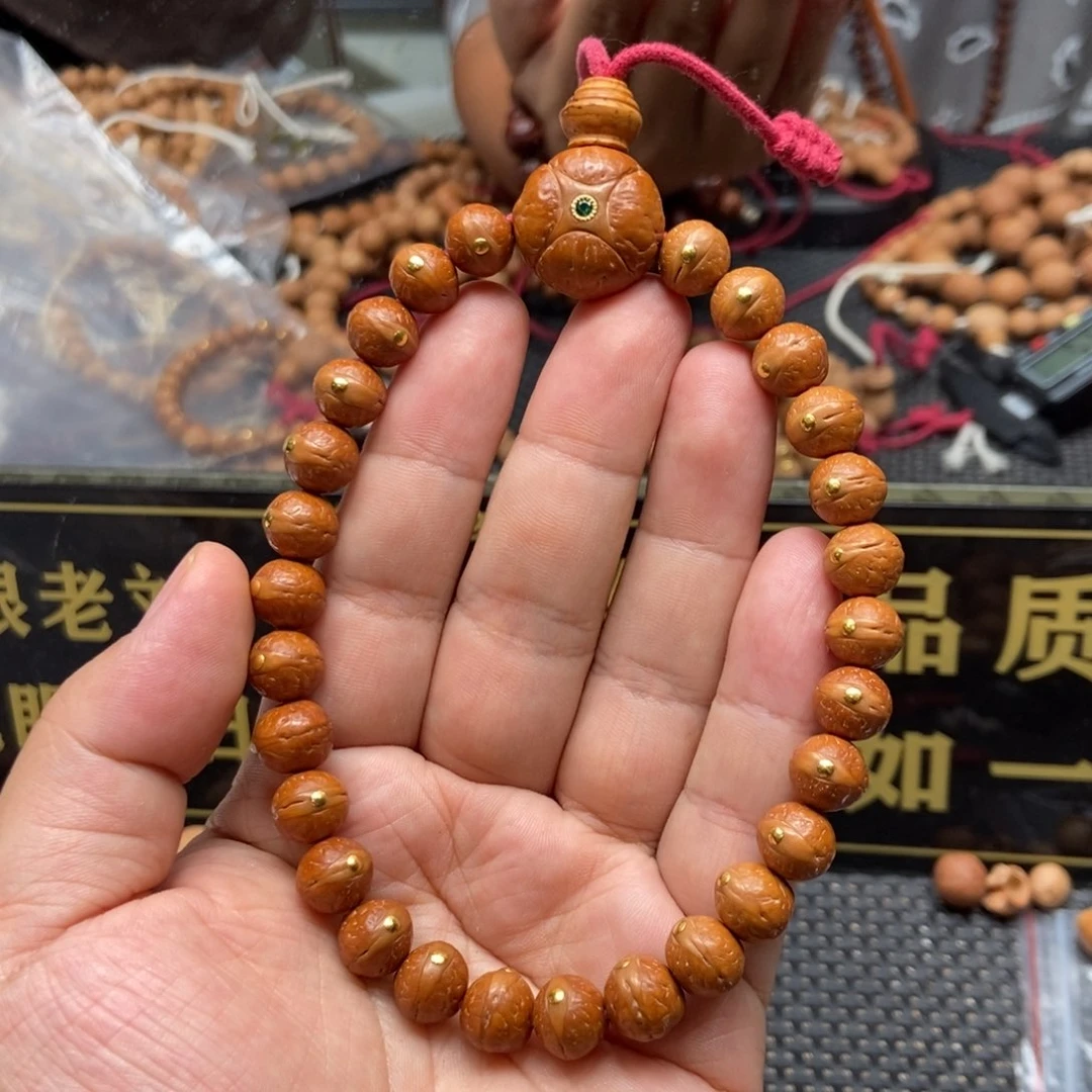 凤眼菩提吊坠小10实心金钉手持