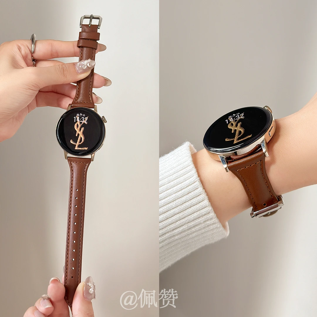 细款小蛮腰GT5华为GT4手表表带watch5真皮质牛皮gt3pro新款fit432