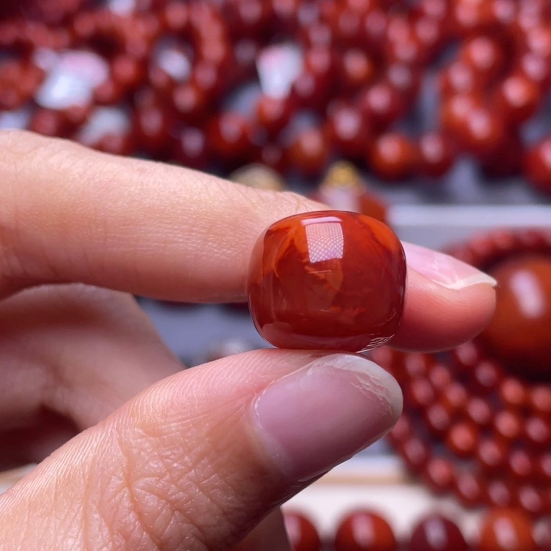 南红玛瑙未镶嵌其他（原矿）14.6mm高品瓦西玫红火焰老型珠