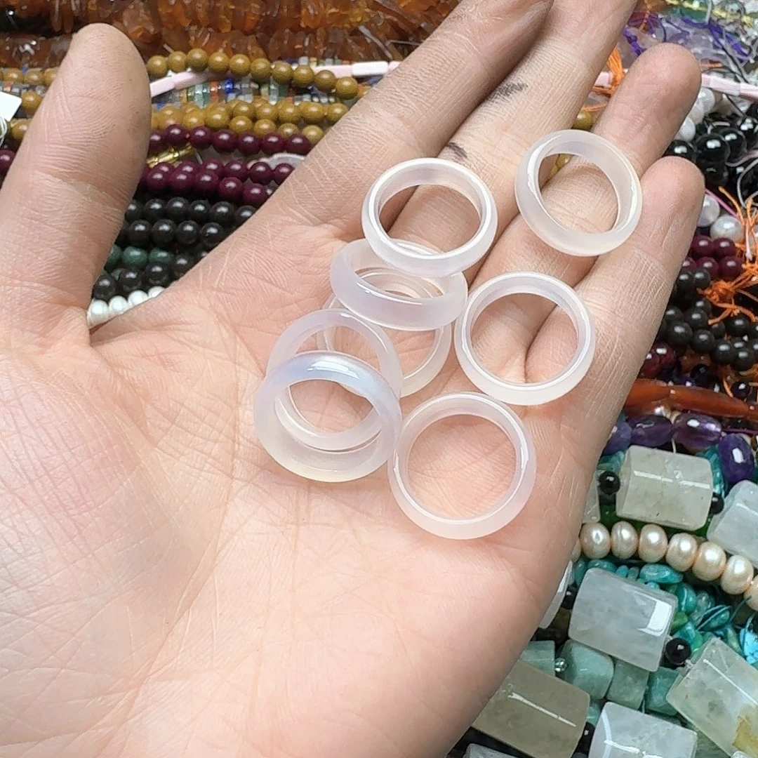 玛瑙/玉髓合金珠宝半成品2个内经18mm粉玉髓跑环