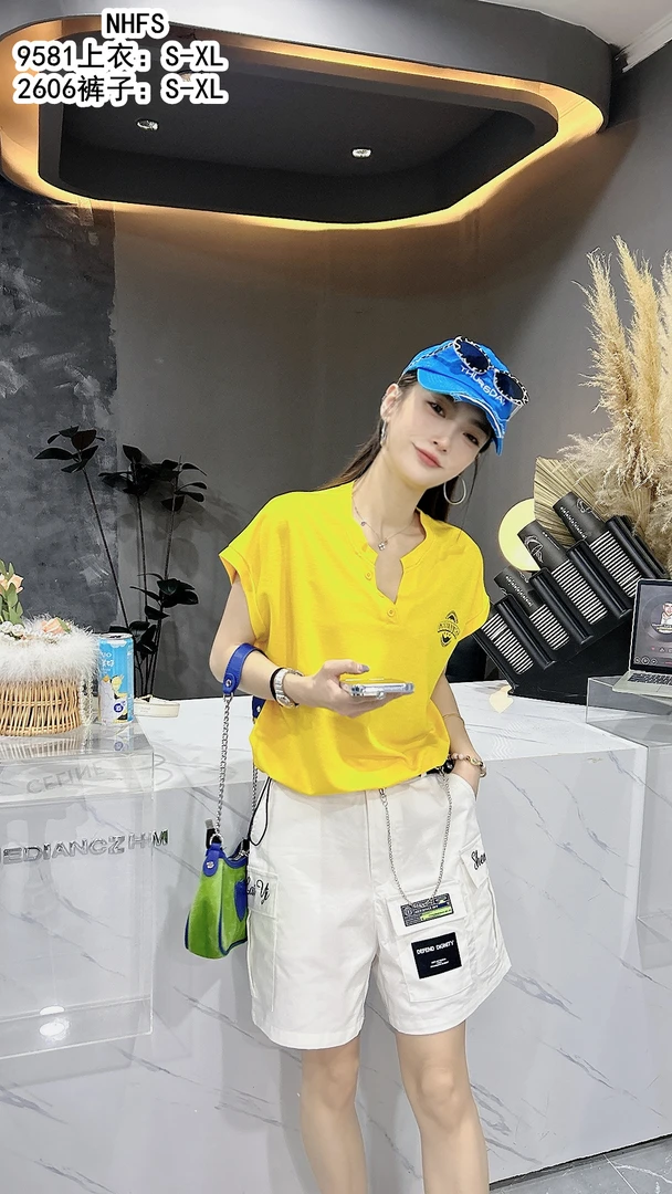【好星程LIKE】夏季新款冰棉盖袖凉快V领短袖T恤XT9581#