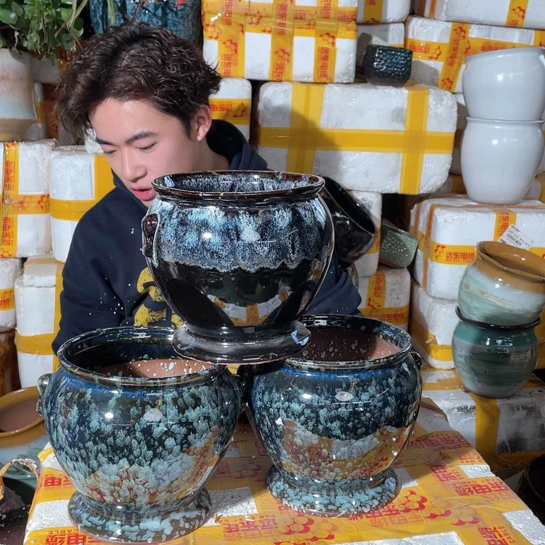 无铅玻璃宜兴紫砂花盆