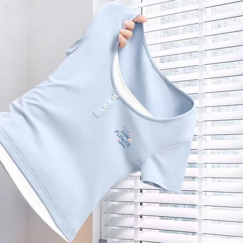 中大女童假两件T恤小学五六年级初中高中少女拼接网红时尚上衣潮