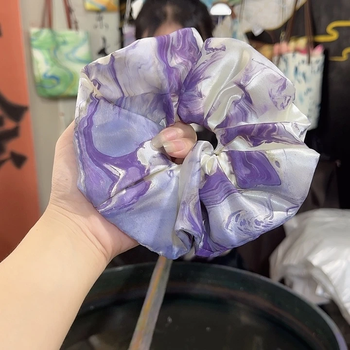 355紫烟圆饼发圈手作