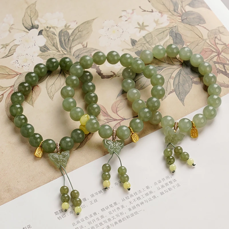 【基地直发】高品质天然和田玉女款手链蜜蜡手串多样性发一-8888