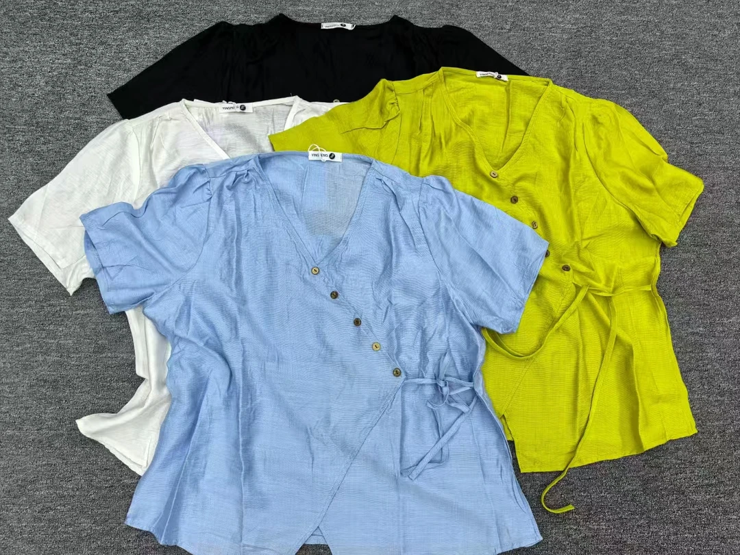 2025夏季新款欧货时尚减龄设计感大码女款洋气系扣女上衣Y27503