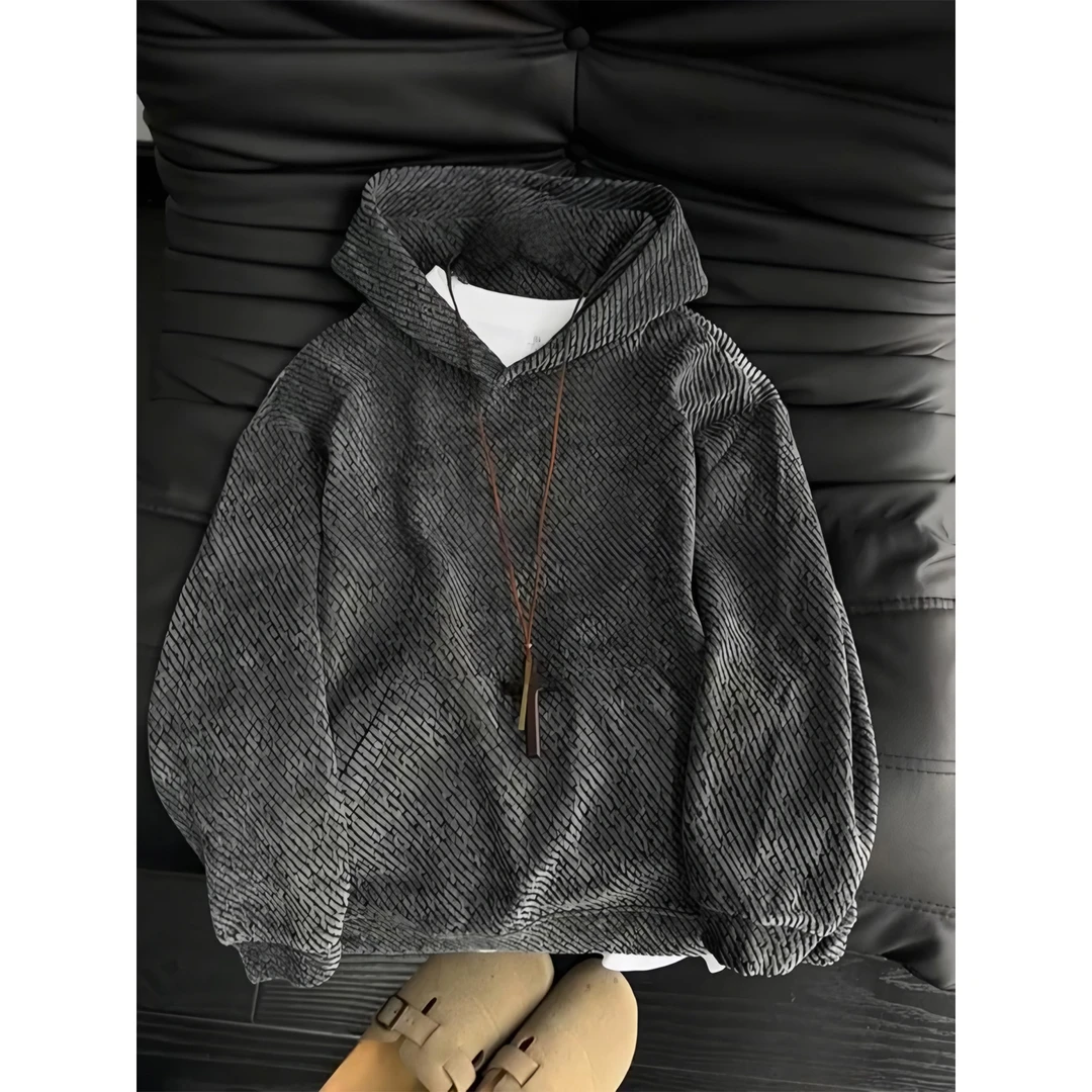 cleanfit斑马条纹连帽卫衣男款秋冬季重磅情侣帽衫小香风短款外套