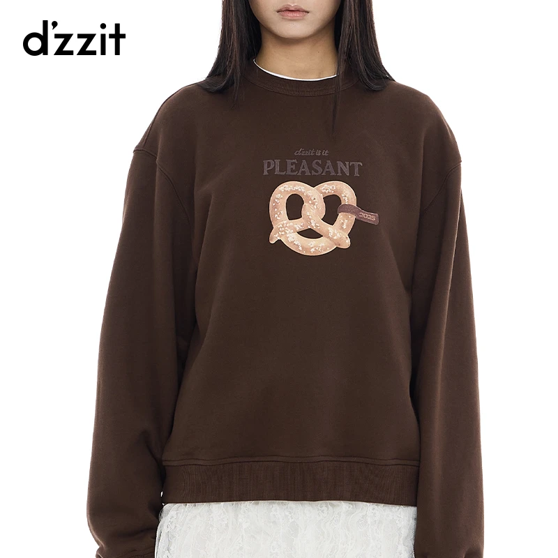 dzzit地素卫衣25春新款休闲印花圆领宽松磨毛长袖上衣女3J1J1049W