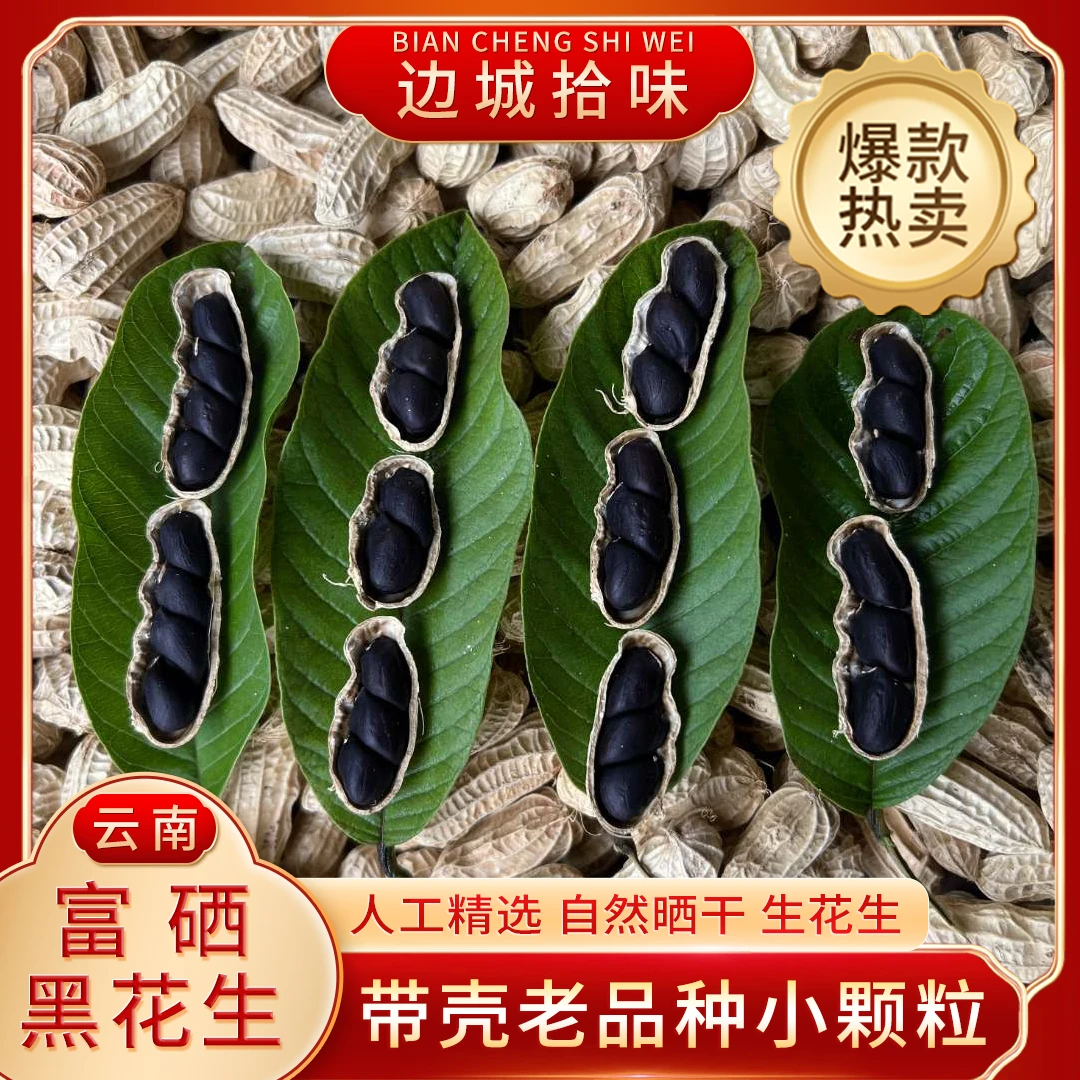 云南正宗老品种富硒小颗粒黑花生农家自然晒干新货 24年新货