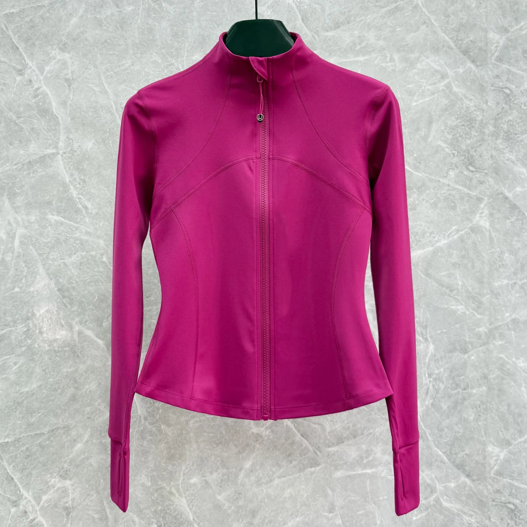 秋季女款速干透气立领开衫长袖瑜伽健身跑步紧身弹力瑜伽服上衣