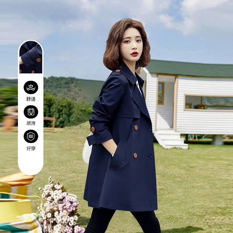 2025年V领中长款长袖街头风西装领风衣秋季新款收腰春秋ins风