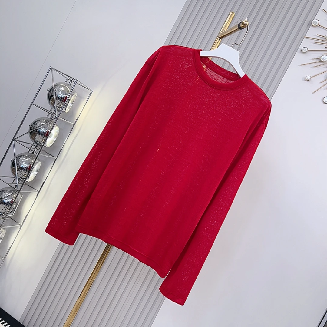 “胭脂罗衣”T恤 2025新款智性通勤休闲百搭长袖