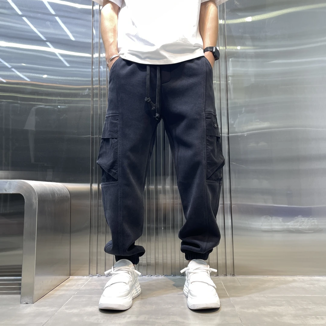 2025秋冬季高品质束脚工装裤时尚潮流宽松原创重工水洗男士休闲裤