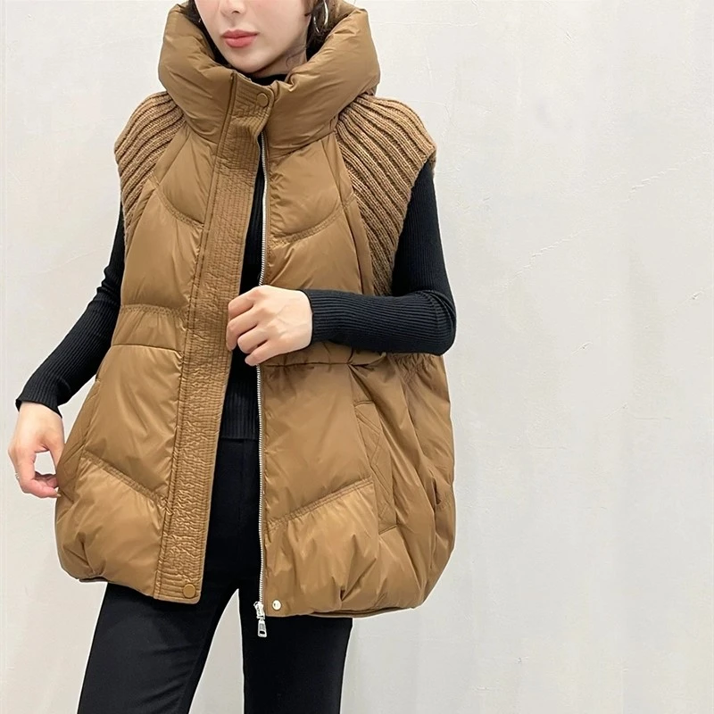 胖MM大码秋冬新款设计感加厚保暖棉服马甲背心女网红坎肩马夹外套