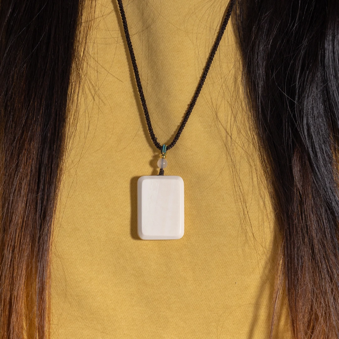 28*39mm保真高工猛犸牙素牌手工编织文玩吊坠 牙芯特润料新年礼物