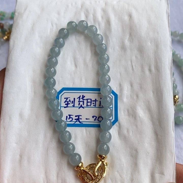 定制翡翠未镶嵌缅甸翡翠a货冰蓝手链卡7