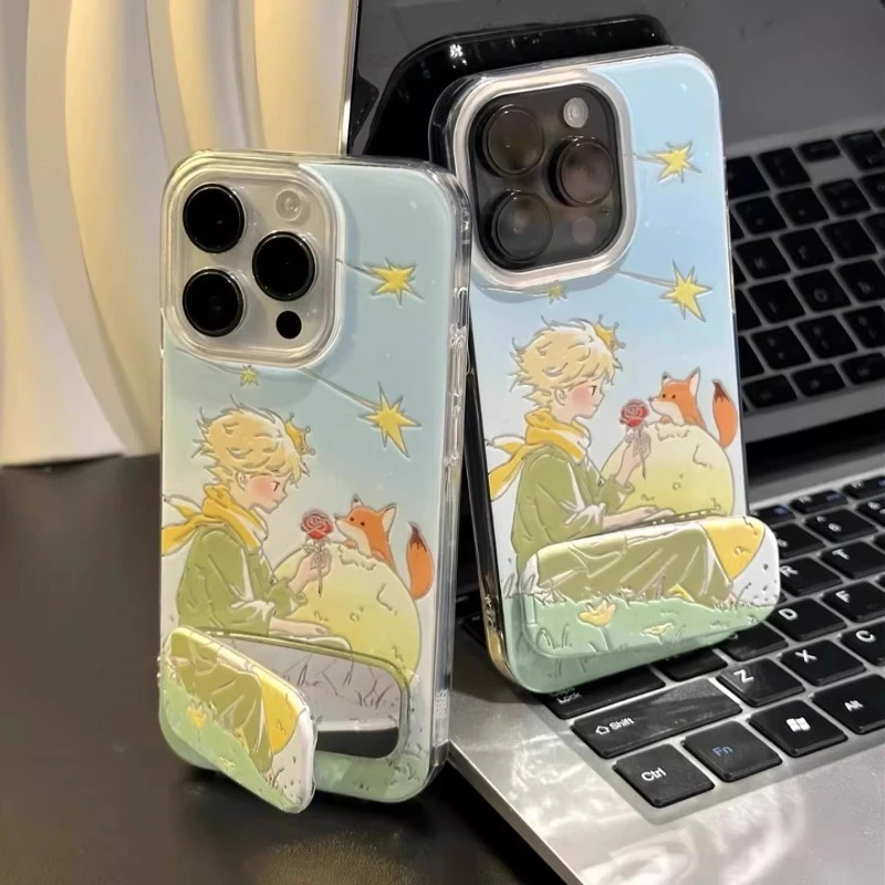 流星小王子玫瑰适用苹果16羽纱手机壳华为新款OPPO卡通小米15VIVO