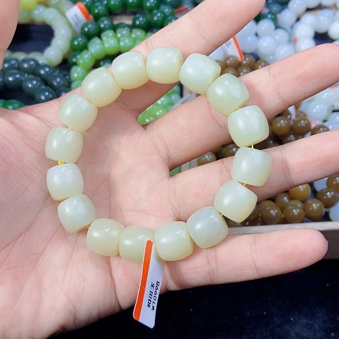 手串未镶嵌和田玉纯天然卡14新疆且末白玉多样性发一