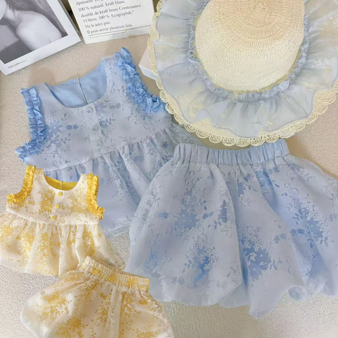 女童2025夏季新款多巴胺套装儿童宝宝无袖彩色上衣短裤炸街两件套