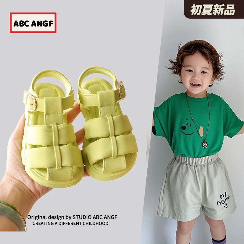 ABC ANGF官方宝宝包头凉鞋2025夏季男童鞋防踢软底女童学步鞋防滑