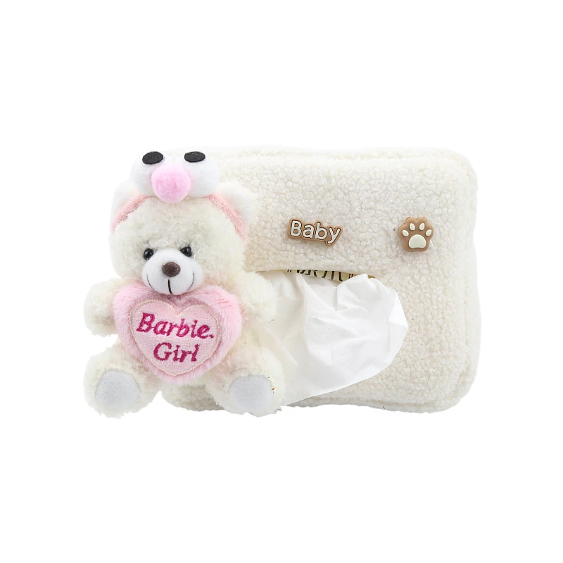 汽车座椅背抽纸套毛绒纸巾盒车载多功能挂式纸袋女可爱卡通车用品