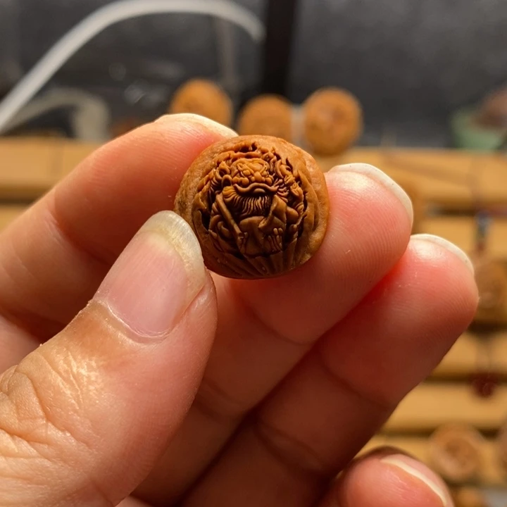 桃核雕刻钟馗单颗