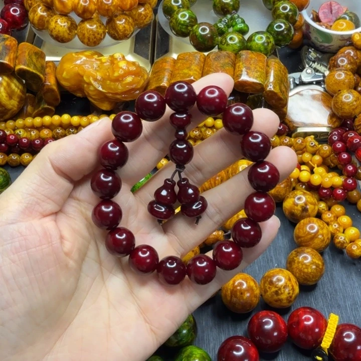 松木琥珀木文玩手串