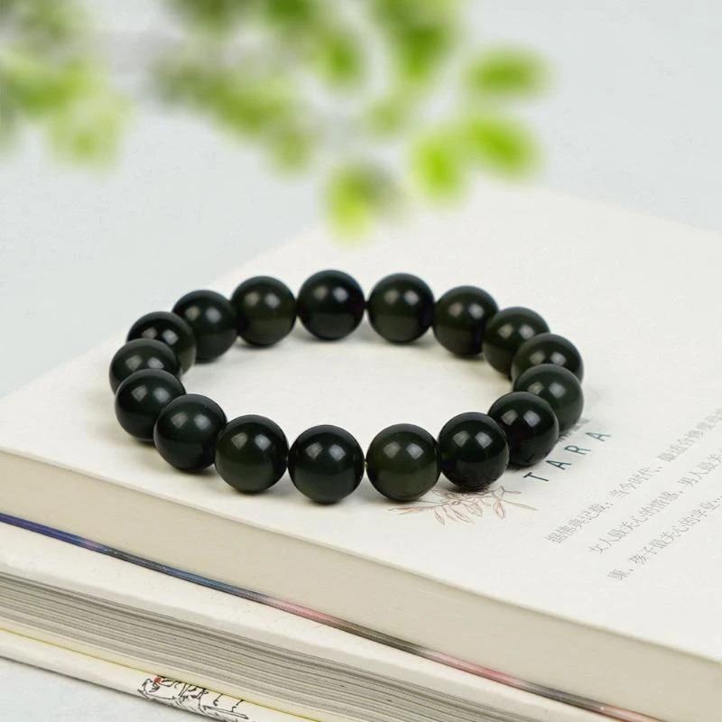 【香掌柜】和田玉特细塔青单圈手串（发一件）