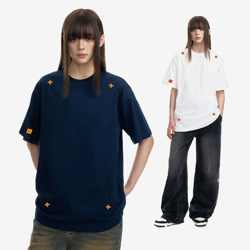 2025小恶魔索罗娜十字刺绣t恤短袖春夏男装时尚宽松印花百搭复古