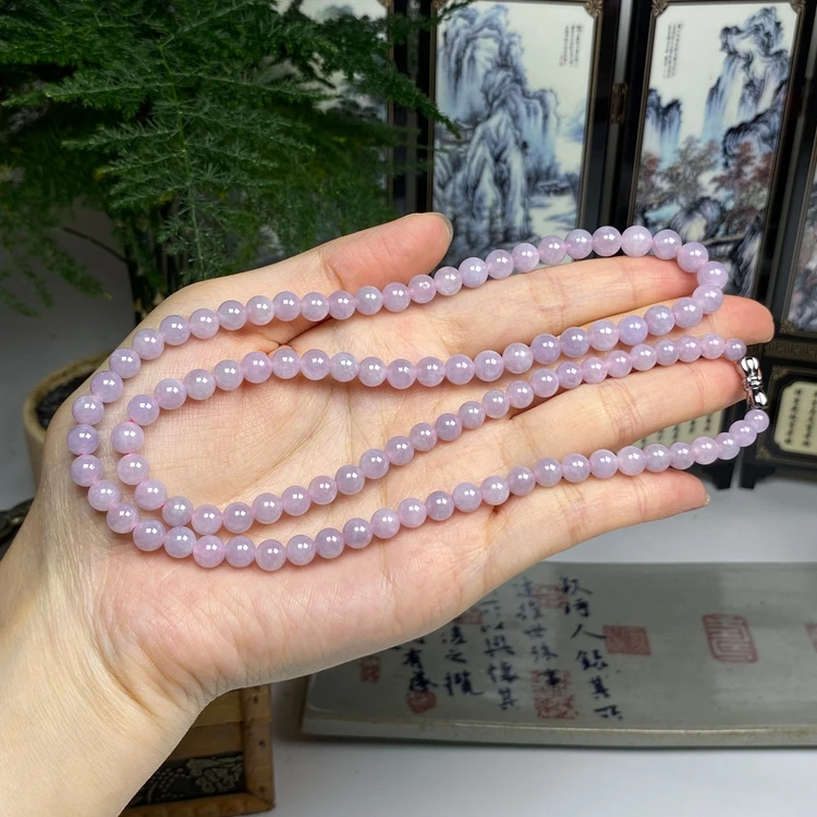 紫霞仙子 紫罗兰圆珠塔链项链 天然翡翠A货