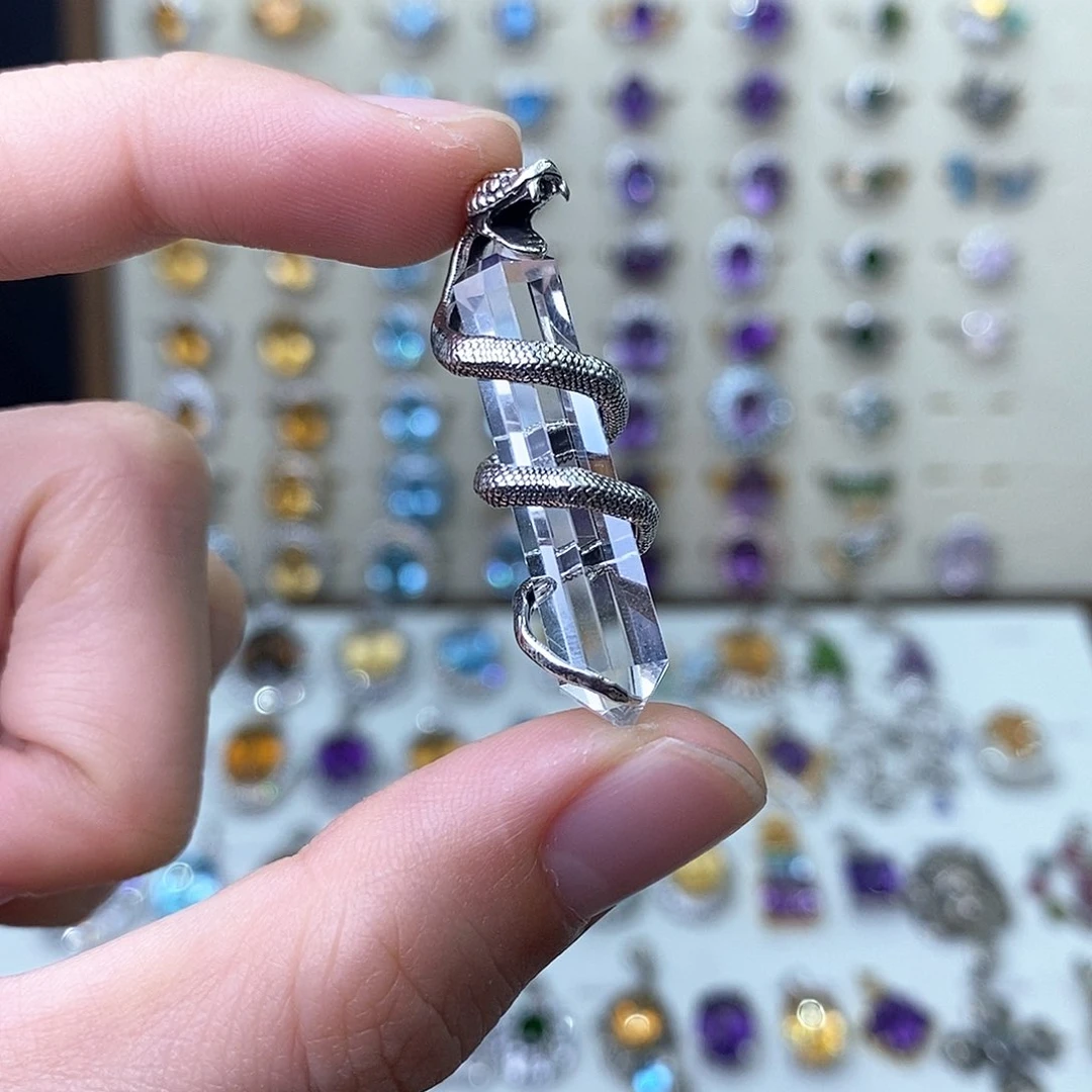 水晶吊坠(不含链)银S925镶嵌白水晶（需要证书备注）