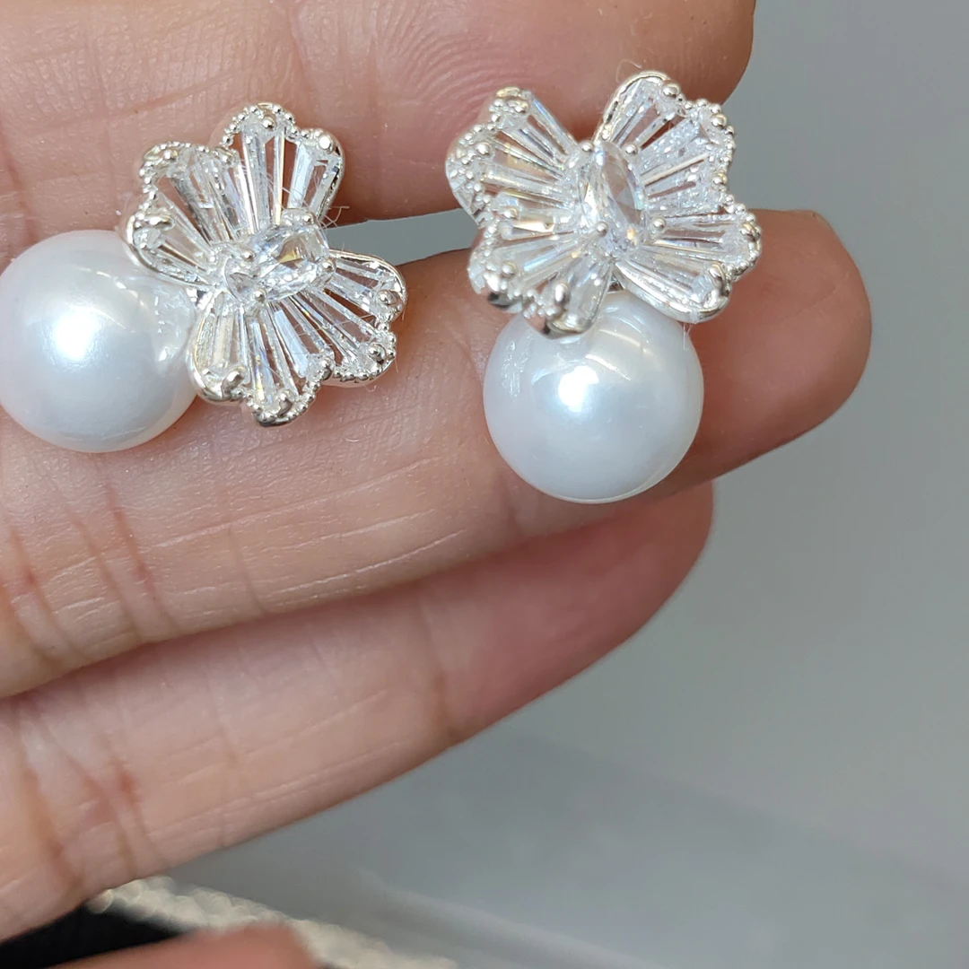 925银仿珍珠耳饰 耳钉耳饰耳坠饰品复古耳环精美精致法式素款百搭