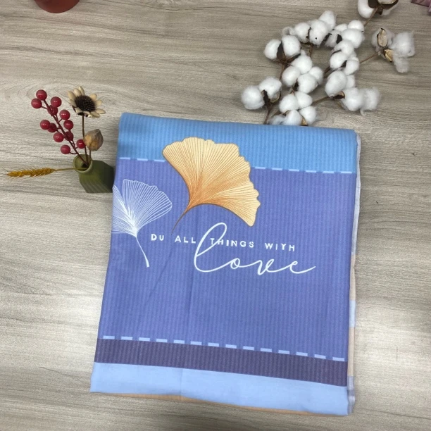 福利床单-蓝条纹银杏叶-3米×2.5米-斜纹加厚床单免费加工±5CM