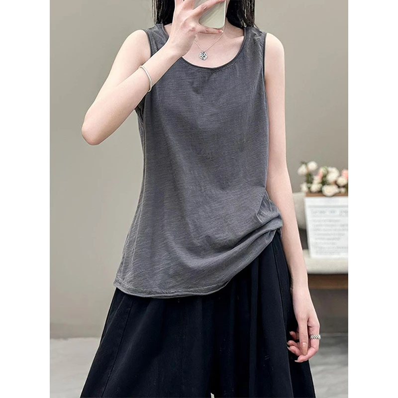 2025夏季新款欧货透气工字背心吊带女纯欲辣妹风宽松打底无袖上衣