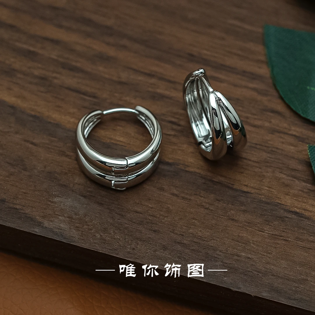 铜合金耳饰 通勤小巧设计女时尚耳扣几何形耳环日韩手工E0251